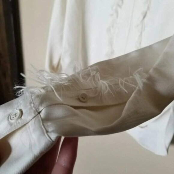 Helmut Lang Silk Feather Trim Tunic Blouse S - Picture 13 of 15